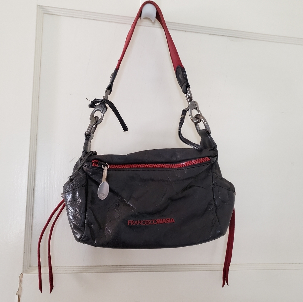 Francesco Biasia Black Leather and Red Handbag